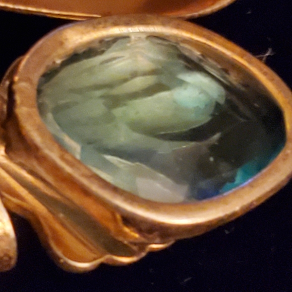 Vintage Sterling Gold Wash Aqua Pink Glass Deco Bow Brooch